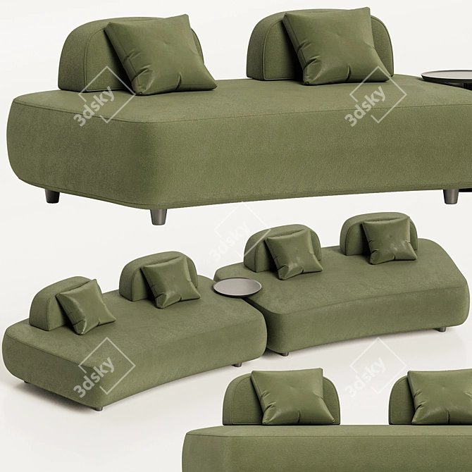 Elegant Curved Art Sofa 3D model image 1