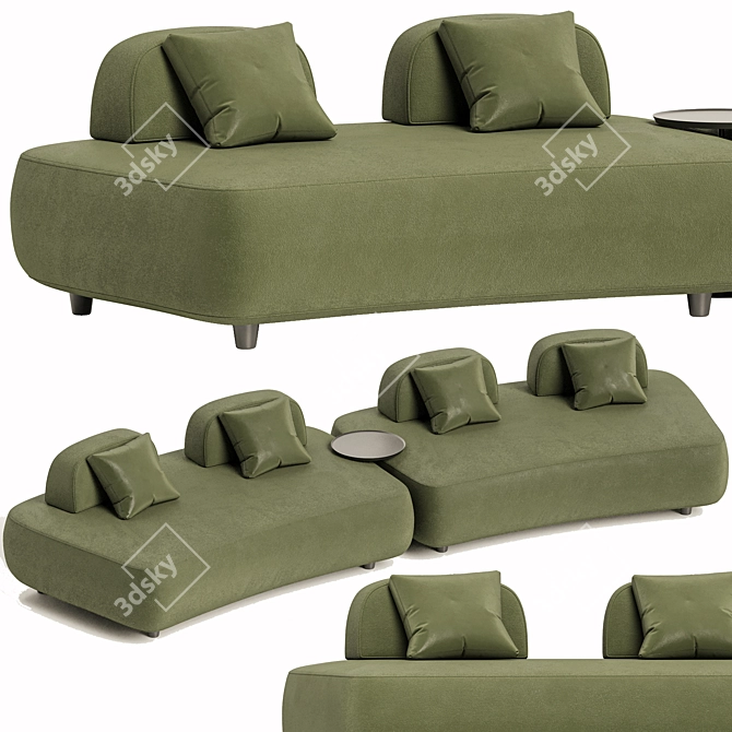 Elegant Curved Art Sofa 3D model image 3