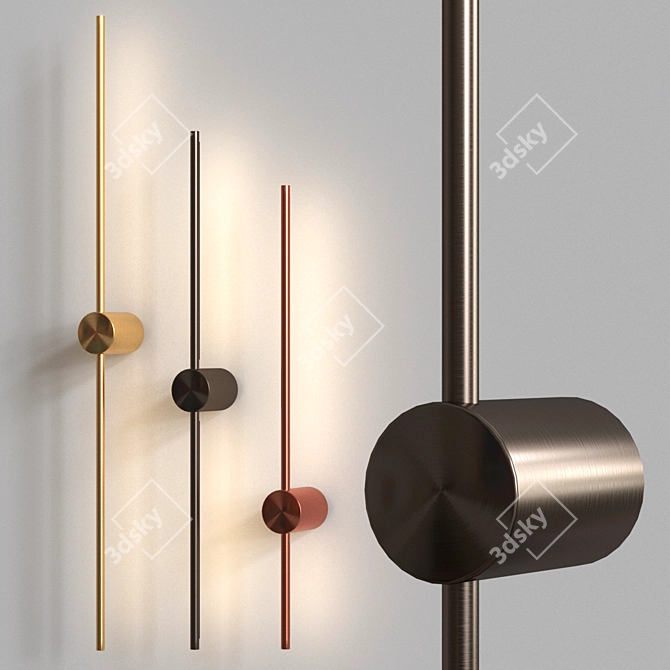 Minimalist Nordic Gold LED Wall Lamp 3D model image 1