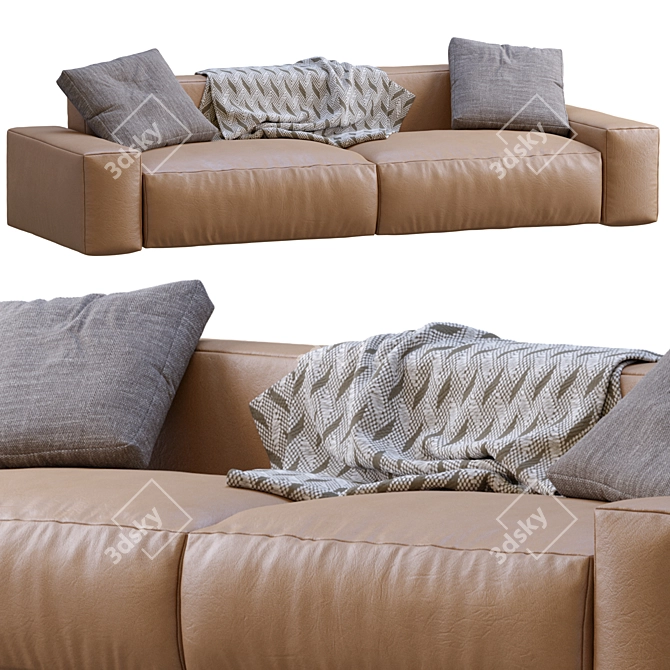 Jesse Leather Sofa Daniel: Stylish and Versatile 3D model image 1