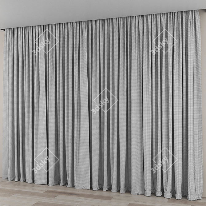 Title: Elegant Tulle Curtains - Minimalist Design 3D model image 3