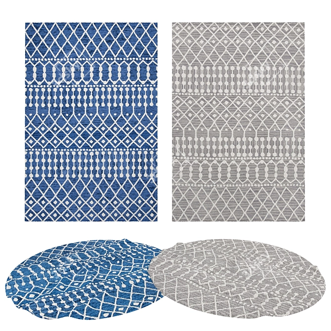 Versatile Rug Set: 8 Rugs with Folded and Unfolded Options 3D model image 1