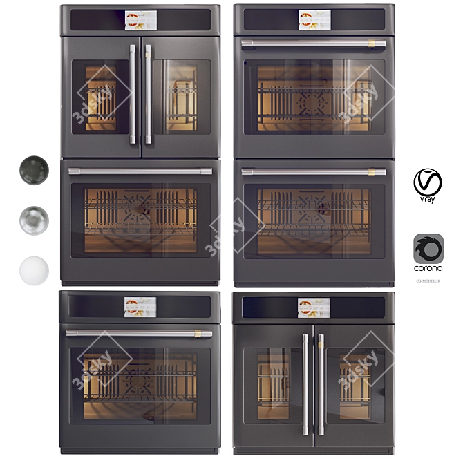 Cafe Oven Collection: Smart, Built-In, Convection 3D model image 3