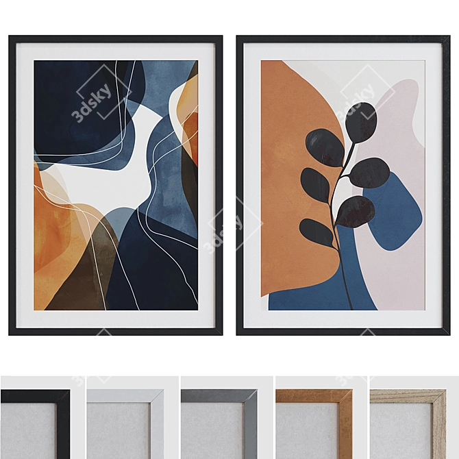 Modern Abstract Picture Frame Set 3D model image 1