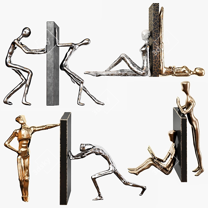 Minimalist Metal Art Sculpture 3D model image 1