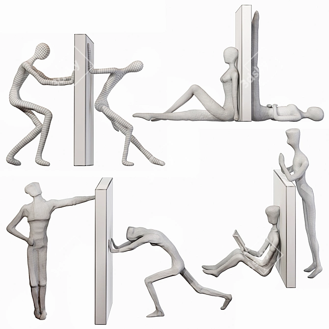 Minimalist Metal Art Sculpture 3D model image 2