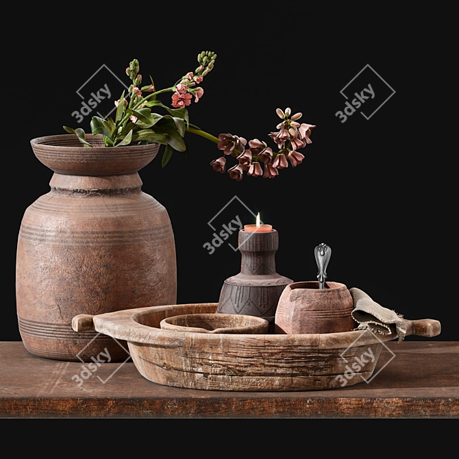 Exquisite Decor Collection: Candleholder, Jug & Bowl 3D model image 1