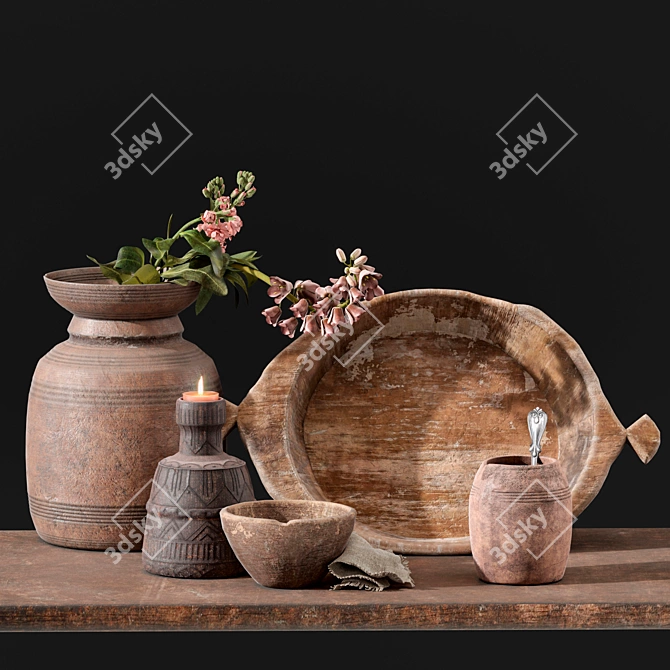 Exquisite Decor Collection: Candleholder, Jug & Bowl 3D model image 5