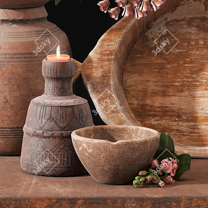 Exquisite Decor Collection: Candleholder, Jug & Bowl 3D model image 6