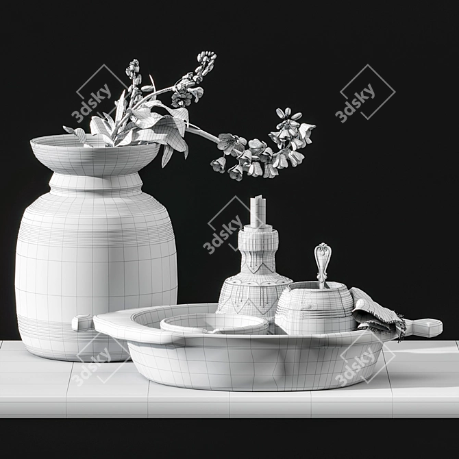 Exquisite Decor Collection: Candleholder, Jug & Bowl 3D model image 7