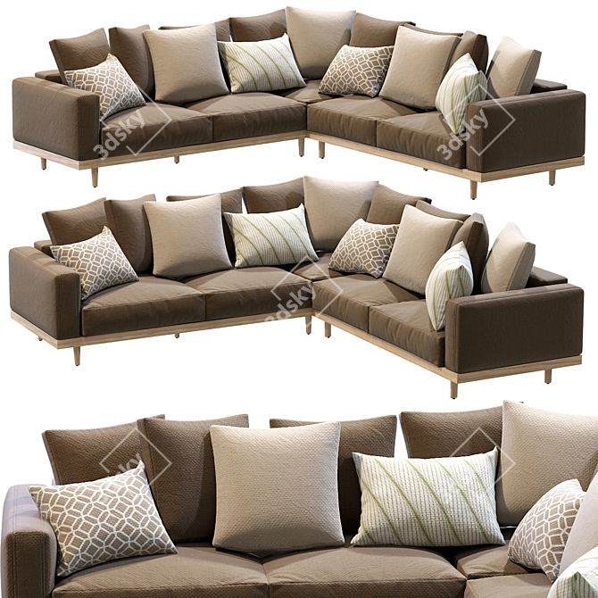 Newport 3-Piece L-Shaped Sectional: Modern Comfort for Your Living Space 3D model image 1