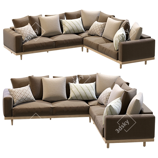 Newport 3-Piece L-Shaped Sectional: Modern Comfort for Your Living Space 3D model image 2