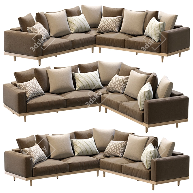 Newport 3-Piece L-Shaped Sectional: Modern Comfort for Your Living Space 3D model image 3