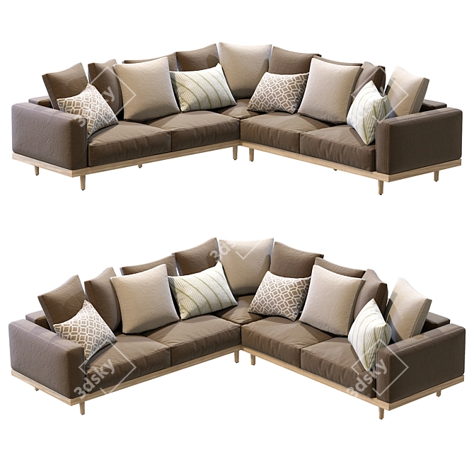 Newport 3-Piece L-Shaped Sectional: Modern Comfort for Your Living Space 3D model image 4