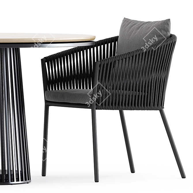 Modern Porto Chair & Grid Table Set 3D model image 3