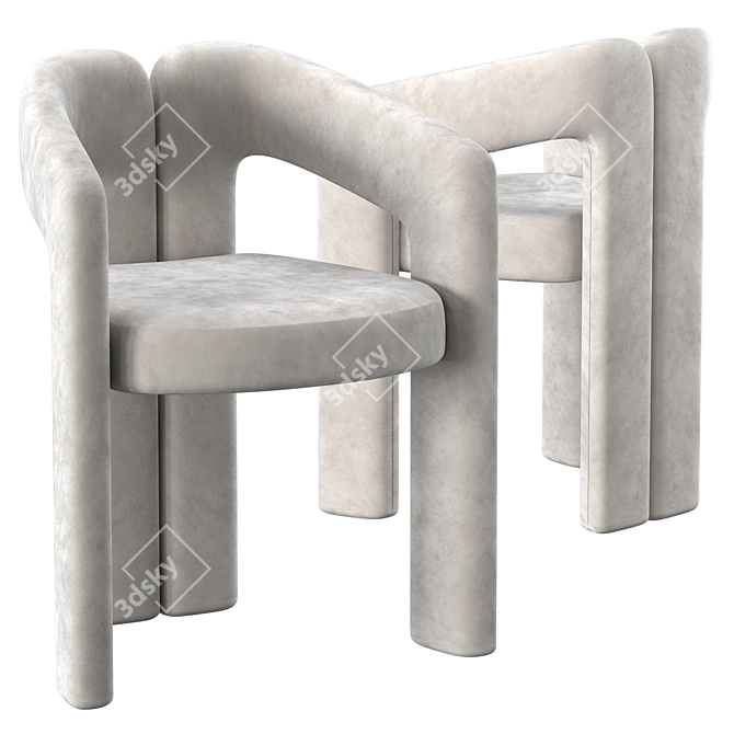 Modern Terracotta and Cream Armchair by Cassina 3D model image 3