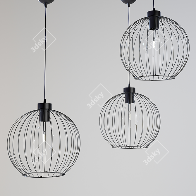 Modern Black Pendant Lamp 3D model image 1