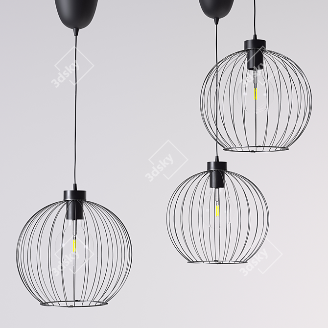 Modern Black Pendant Lamp 3D model image 3