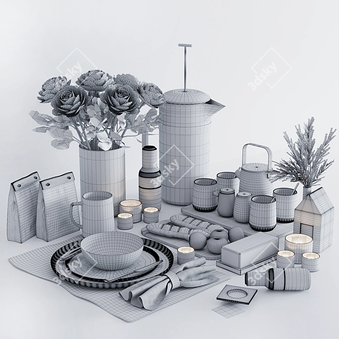 Modern 6-Piece Table Set 3D model image 16