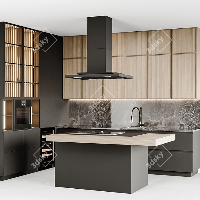 Modular Color-Changing Modern Kitchen 3D model image 1