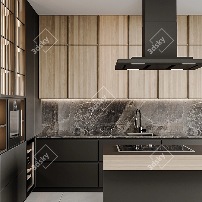 Modular Color-Changing Modern Kitchen 3D model image 3