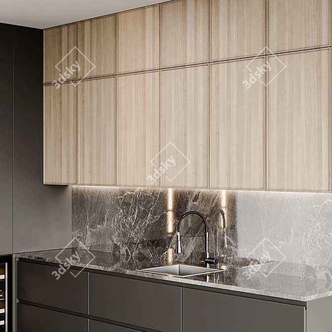 Modular Color-Changing Modern Kitchen 3D model image 5