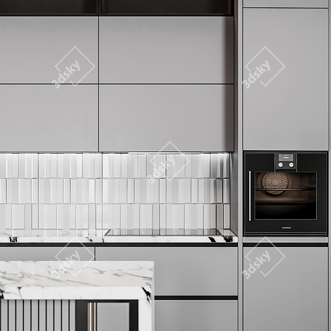 Sleek Modern Kitchen: Customizable Design 3D model image 5