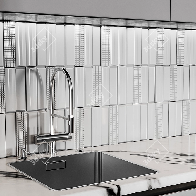 Sleek Modern Kitchen: Customizable Design 3D model image 6