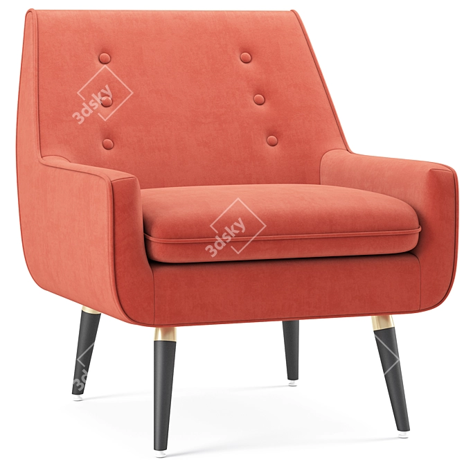 Elegant Gray Wingback Chair 3D model image 4