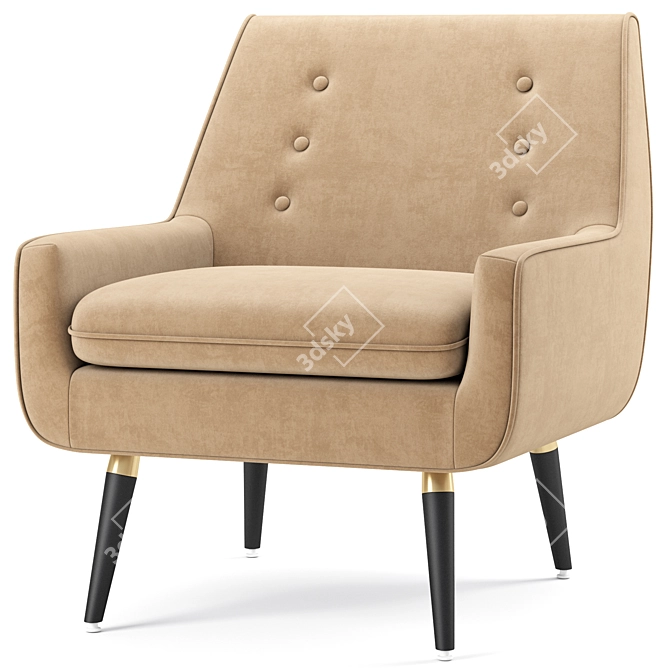 Elegant Gray Wingback Chair 3D model image 5