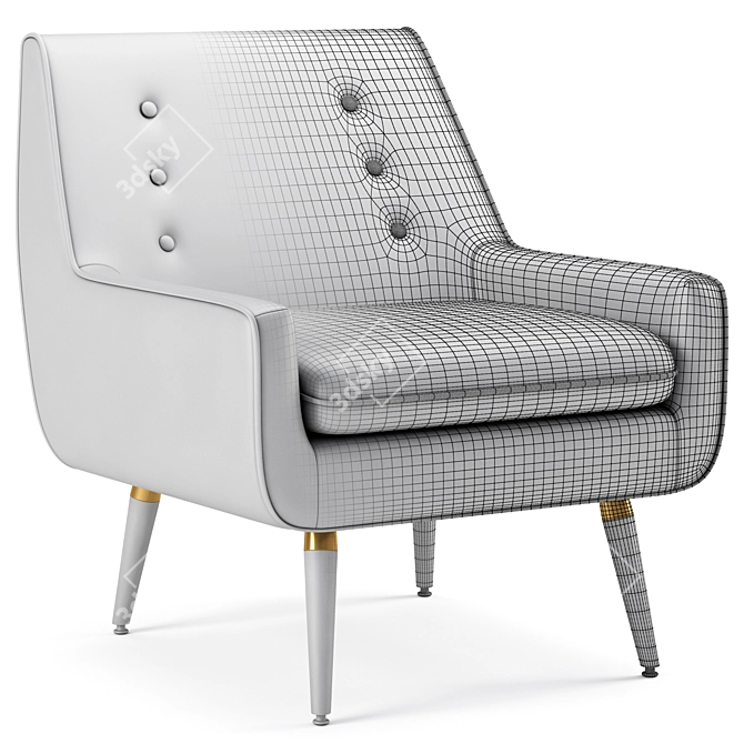 Elegant Gray Wingback Chair 3D model image 6
