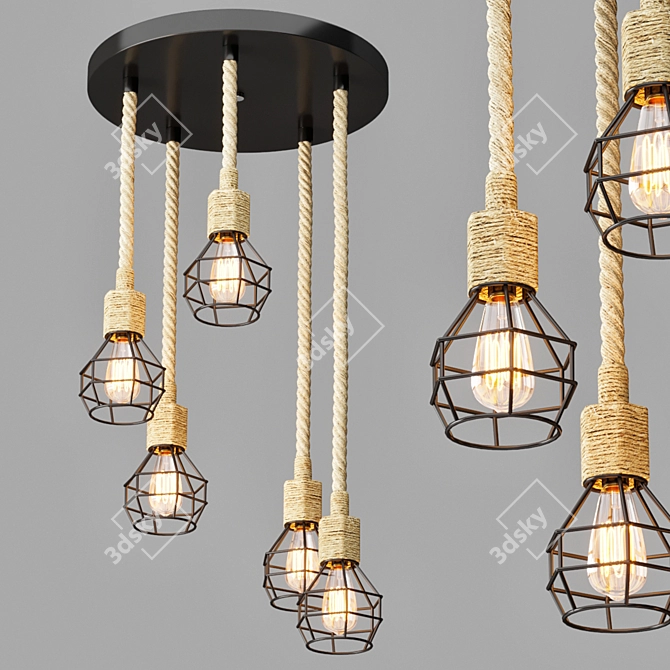 Industrial Rope Hanging Light 3D model image 2