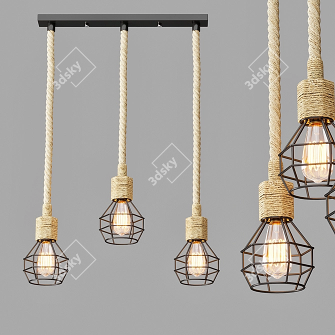 Industrial Rope Hanging Light 3D model image 4