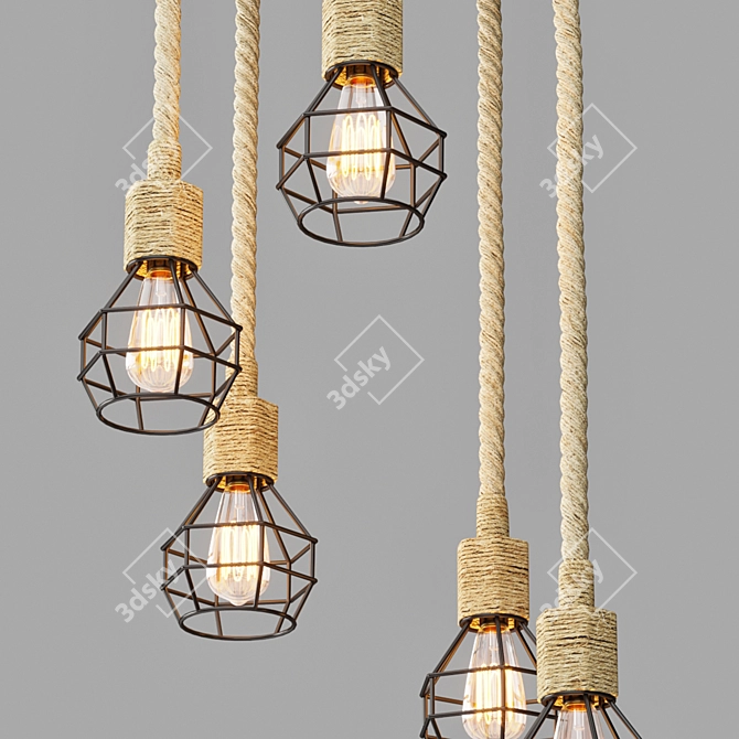 Industrial Rope Hanging Light 3D model image 5