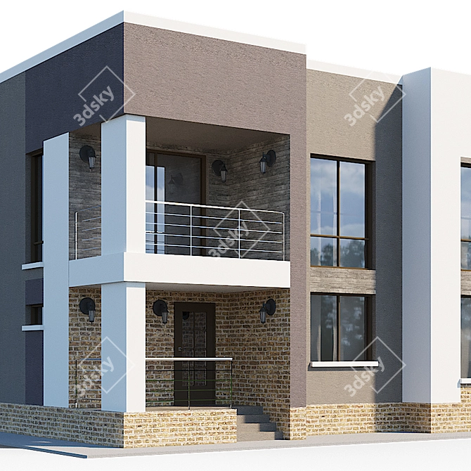 Modern Cottage Model for Residential Development 3D model image 2