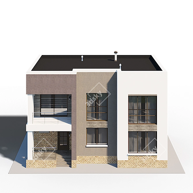 Modern Cottage Model for Residential Development 3D model image 3