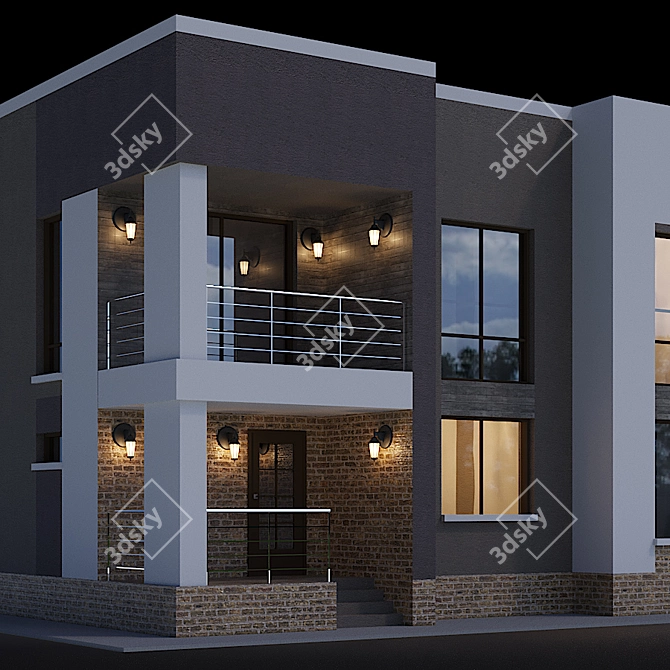 Modern Cottage Model for Residential Development 3D model image 4