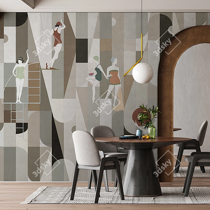 Seventies Vinyl Wallpaper Collection 3D model image 2