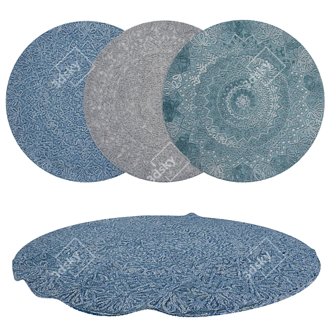 Versatile Round Rugs Set 3D model image 1