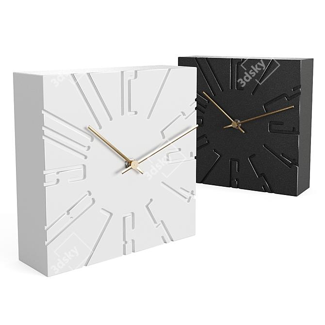 Modern Table Clock with Dual Color Options 3D model image 1
