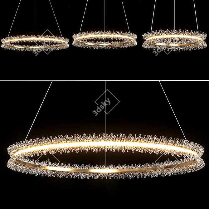 Thera's 4-Ring Crystal Chandeliers 3D model image 3