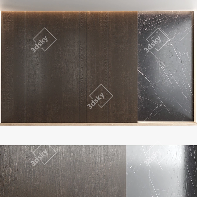 Decorative Wood and Marble Wall Panel Set 3D model image 4
