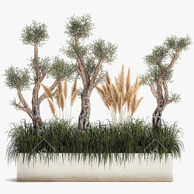 Exotic Plant Collection: Decorate Your Space with Stylish Concrete Pots 3D model image 5