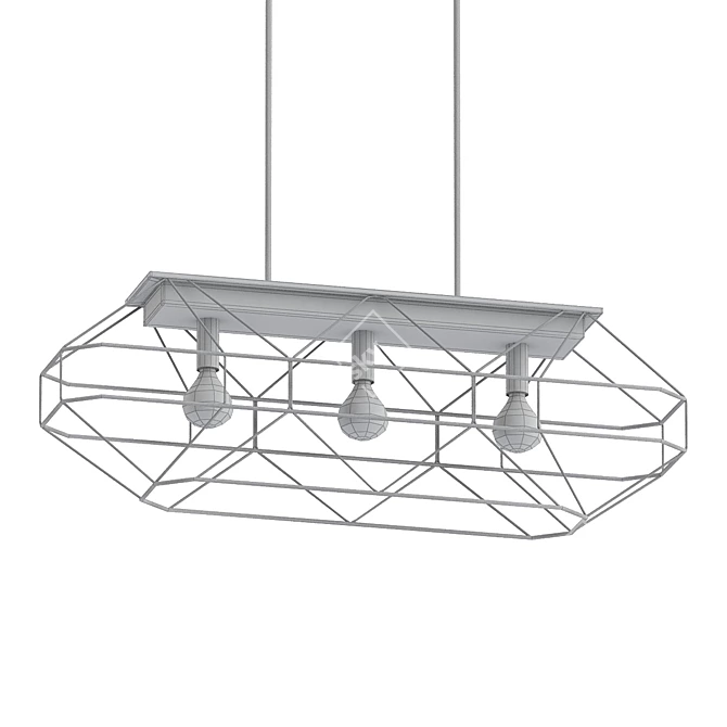 Industrial Black Hanging Lamp 3D model image 2