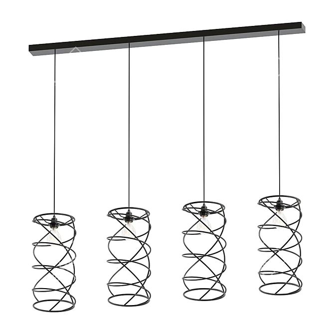 Spira Black 4-Light Hanging Lamp 3D model image 1