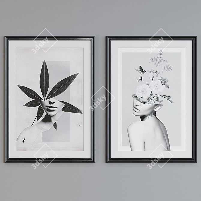 Modern Floral Collage Picture Frame Set 3D model image 4