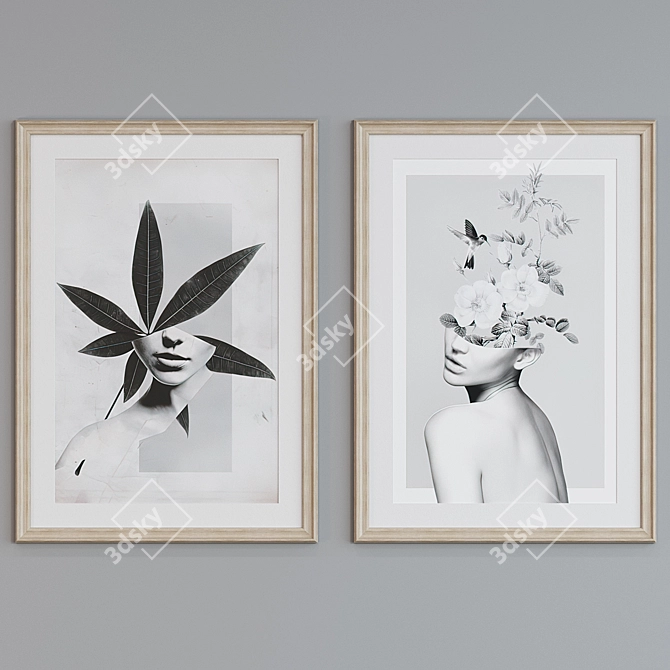 Modern Floral Collage Picture Frame Set 3D model image 5