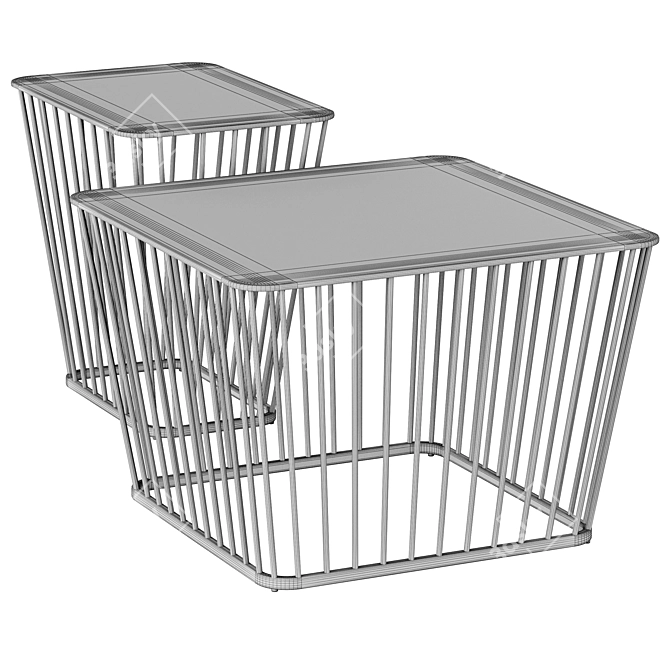 Sleek Black Wire Coffee Tables 3D model image 3