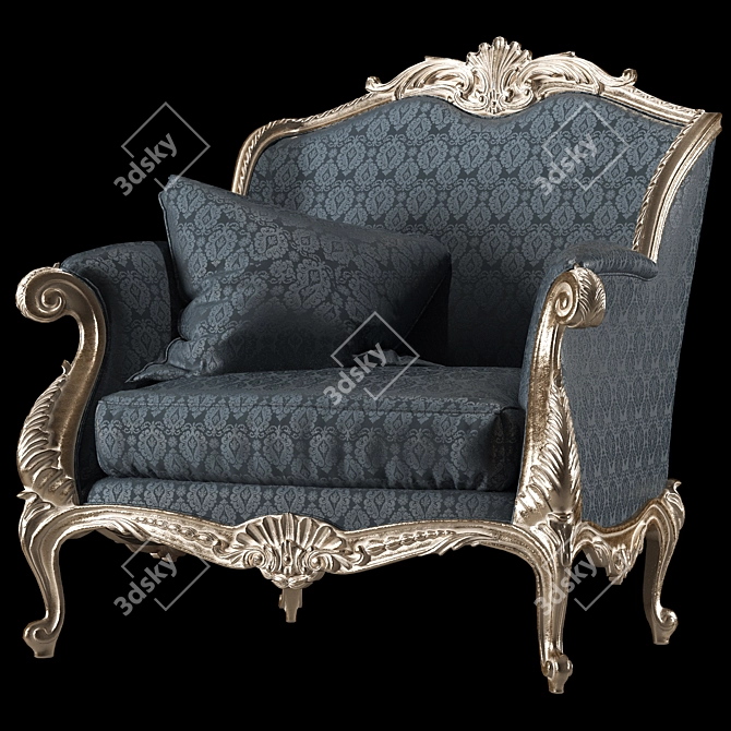 Elegant Rococo Armchair 3D model image 1