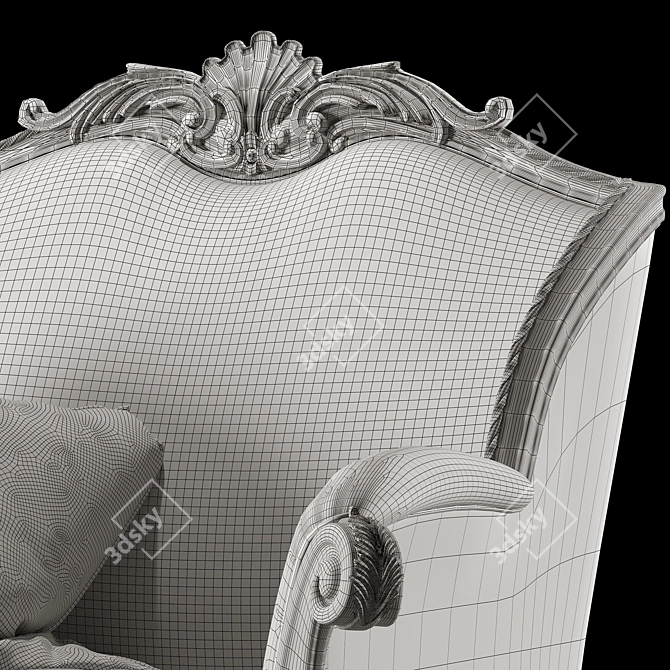 Elegant Rococo Armchair 3D model image 3